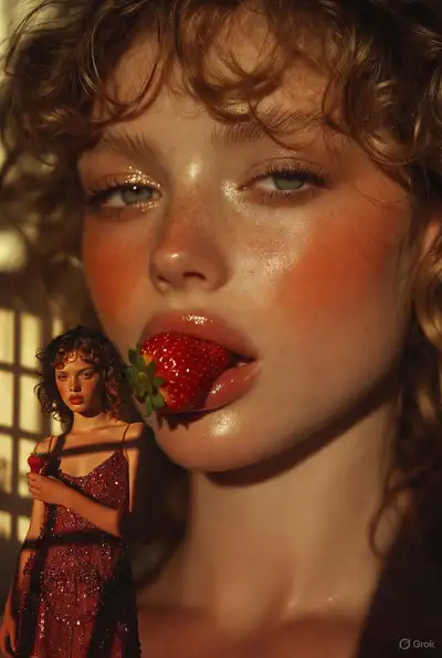 Surreal Strawberry Editorial Portrait