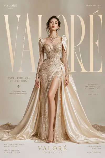Haute couture fashion editorial poster with giant typography