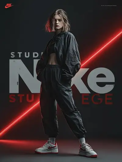 Nike Fashion Ad With a Hyper-Realistic Model Mid-Jump