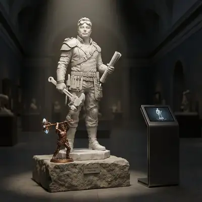 Museum marble statue portrait reimagined as an RPG hero
