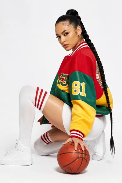 Structured JSON prompt for a sportswear editorial portrait
