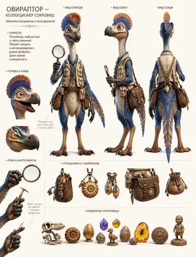 Anthropomorphic Oviraptor Treasure Collector Character Sheet