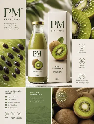 Premium Kiwi Juice Product Poster