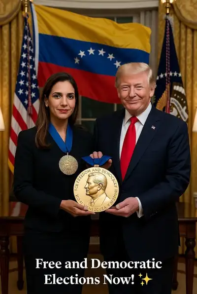 Historic ceremonial scene of a Nobel medal presentation