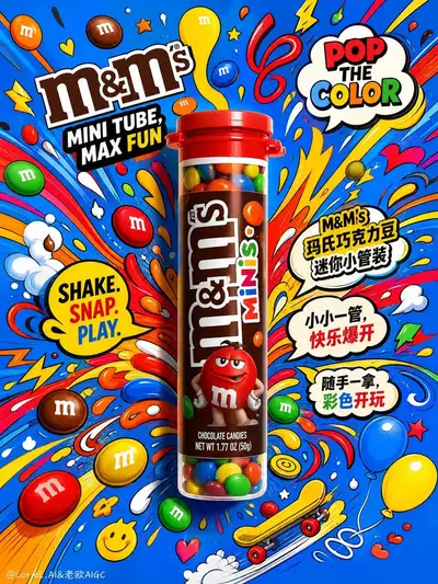 M&M's mini tube candy explosion poster