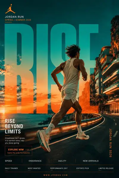 Póster de campaña de running costero Skechers GO RUN