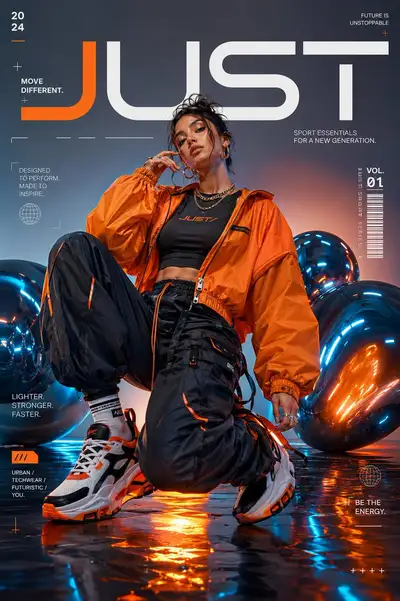 High-Fashion Sportswear Magazine Cover