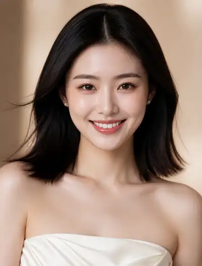 Ultra-realistic East Asian beauty portrait with negative prompt
