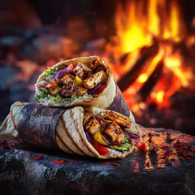 Cinematic Gourmet Grilled Wraps Food Photography