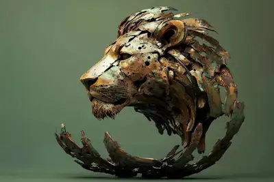 Metal Pieces Abstract Sculpture 3D Render