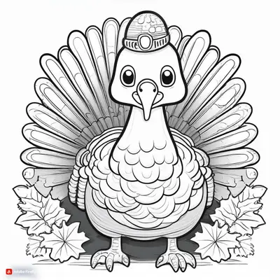 Cute Thanksgiving Turkey Coloring Page Prompt