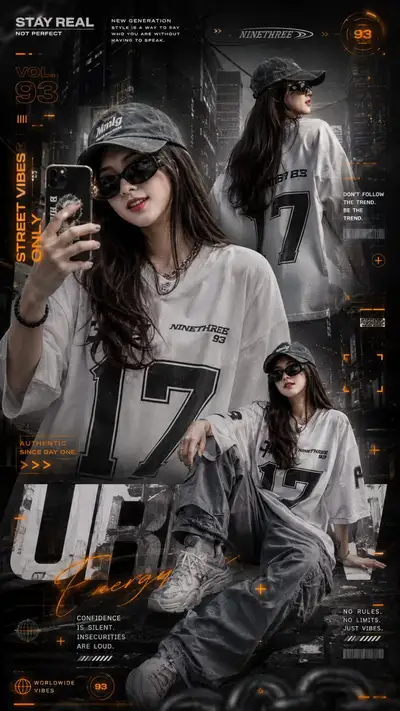 Luxury Street Fashion Collage Poster with Identity Lock
