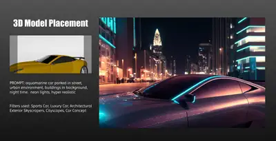 Aquamarine Car in Neon Urban Night