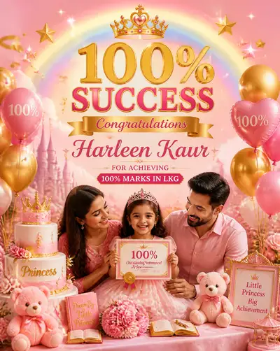 Princess-themed 100 percent LKG celebration poster