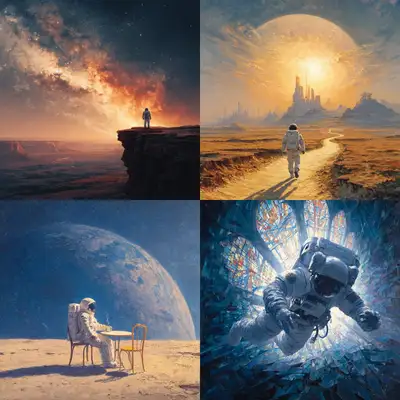 Astronaut Oil Painting Prompt Template
