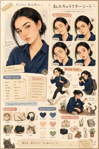 Adorable Character Design Sheet Prompt