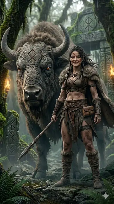 Ultra-realistisches episches Fantasy-Filmstandbild, 9:16-Hochformat, Froschperspektive