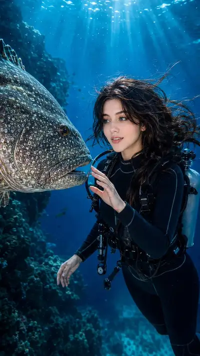 Face-to-Face with a Giant Grouper