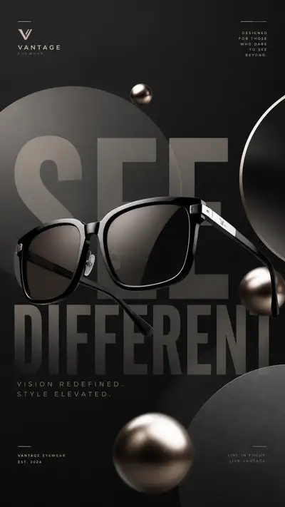 Modern luxury sunglasses advertisement poster