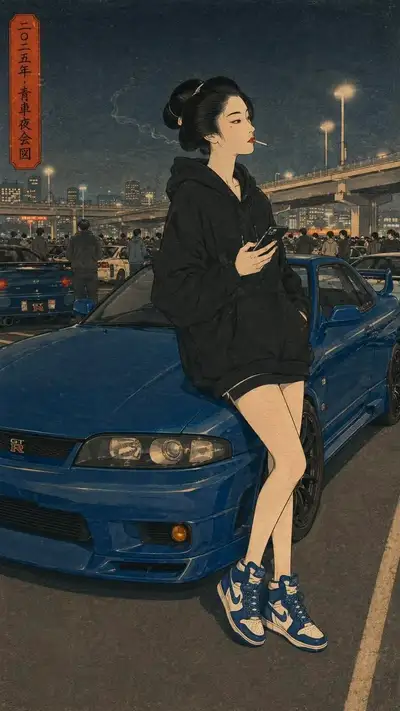 Cinematic Neo-Retro Japanese Street Scene