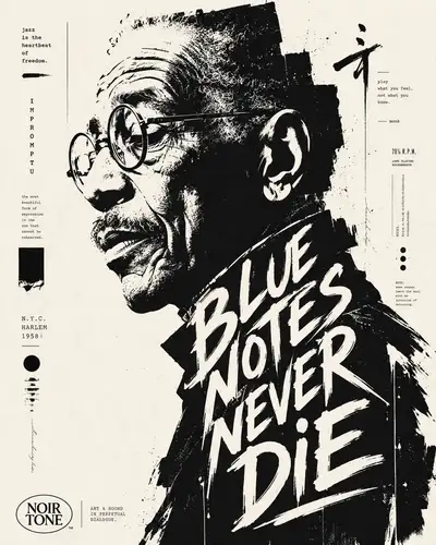 Black and White Typographic Portrait Poster