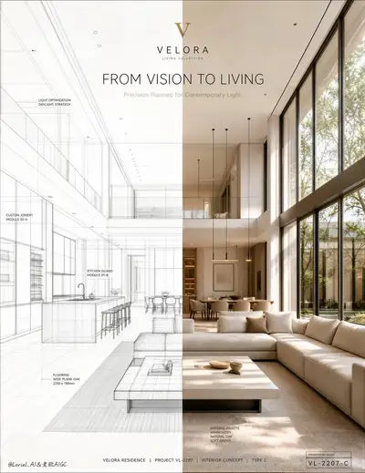 Open-Plan Residence Split Blueprint