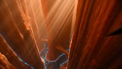 Hyper-realistic cinematic action sequence on Titan