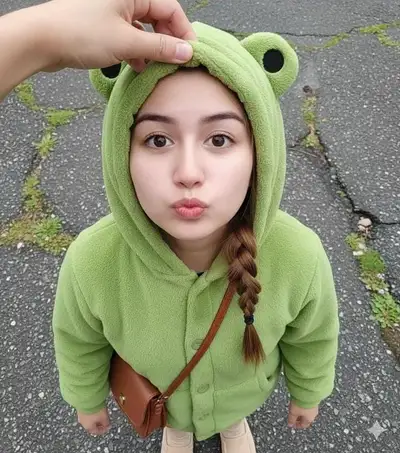 Retrato fotorrealista de chibi con pijama de dinosaurio