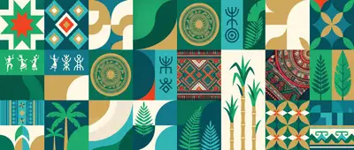 Modern vector key visual for Chongzuo tourism culture branding