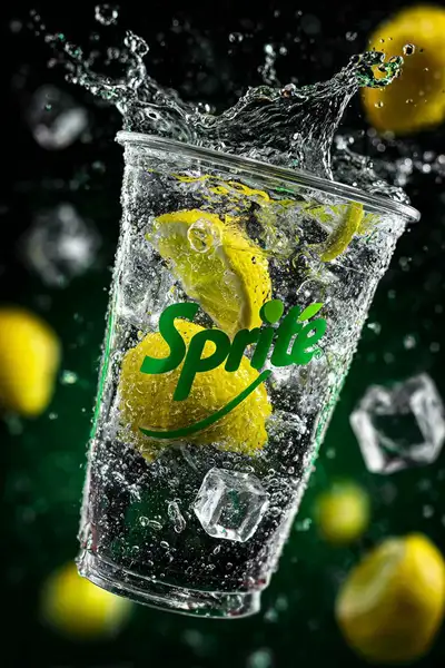 Ultra-Realistic Lemon Soda Commercial Product Shot