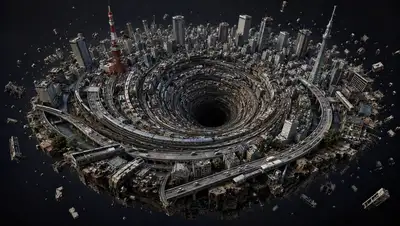 Visuel de Singularité d'Infrastructure Urbaine Psychédélique
