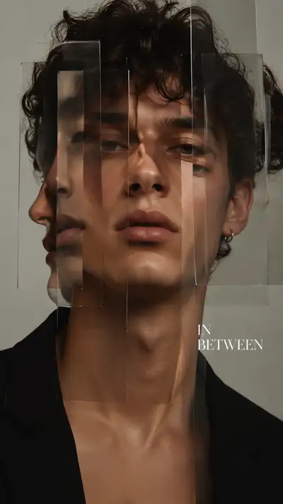 Experimental portrait with overlapping acetate sheet layers
