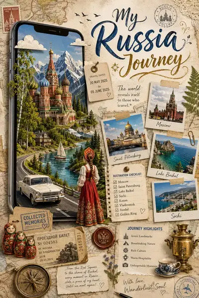 Russia Travel Scrapbook Poster