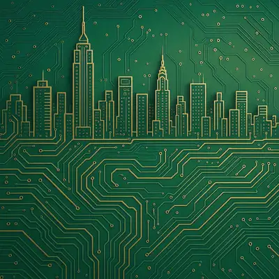 Circuit-Board Topography Map of Skyline