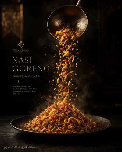 Prompt d'affiche de restaurant de riz frit à l'ananas thaïlandais