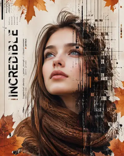 Glitch Art Fragmented Identity Editorial Poster