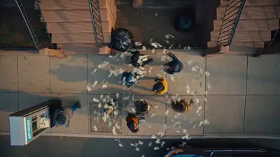 Money-storm street aftermath video prompt for Seedance 2.0