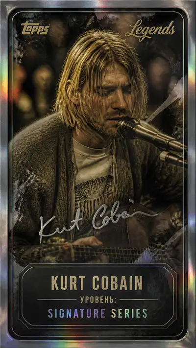 Kurt Cobain grunge-style intimate trading card design