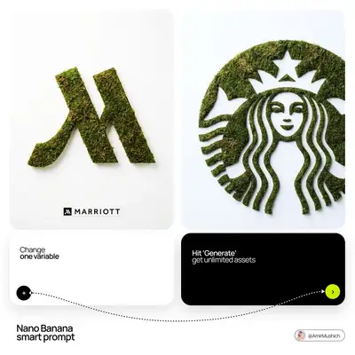 Brand logo sculpted from natural moss, flat lay