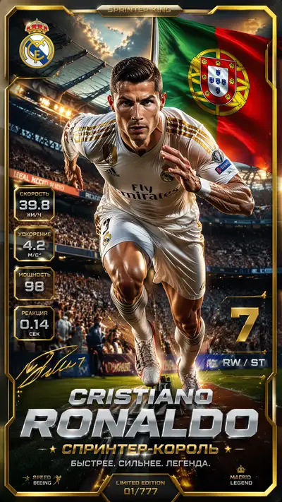 Ronaldo sprinter king collectible card