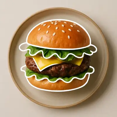 Photorealistic Burger with Doodle Overlay