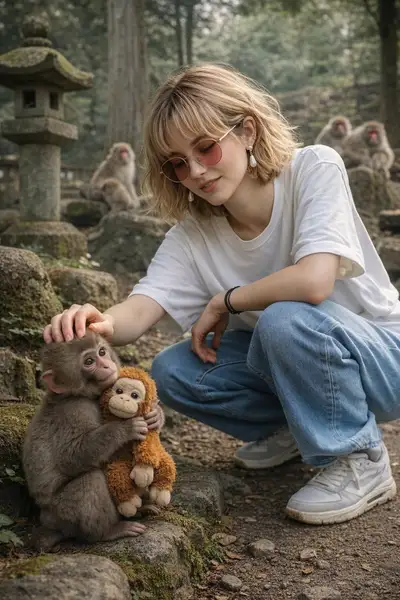 Photorealistic Zoo Interaction Portrait