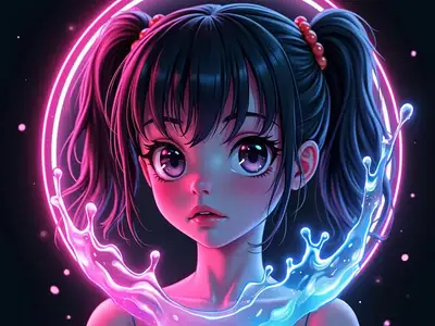 Boiling Neon Glassy Illustration Prompt