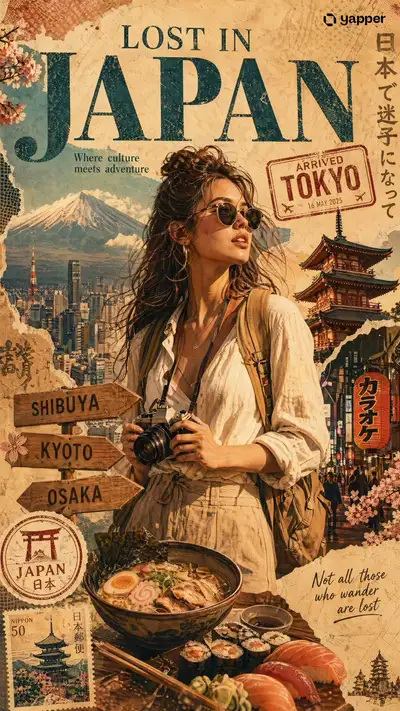 Japan Travel Poster Collage Prompt