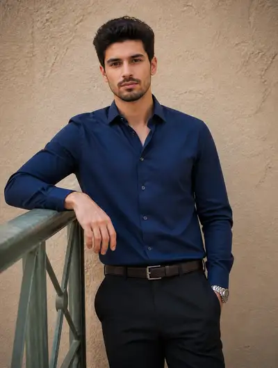 Confident young man portrait against a stucco wall