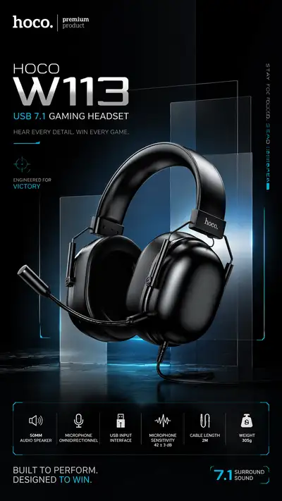 Premium gaming headset commercial advertising poster