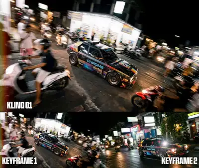 Kling Keyframe Car Chase Prompt