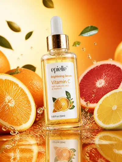 Vitamin C brightening serum citrus product photography