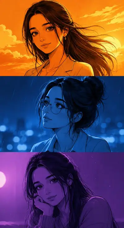 Manga Character Triptych Poster