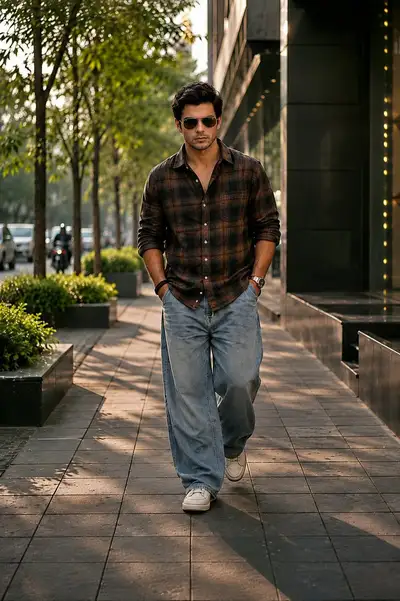 Golden-Hour-Streetfashion-Porträt beim Gehen